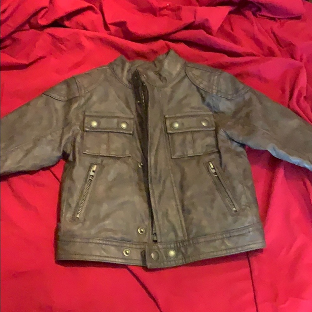 Baby boy brown leather jacket